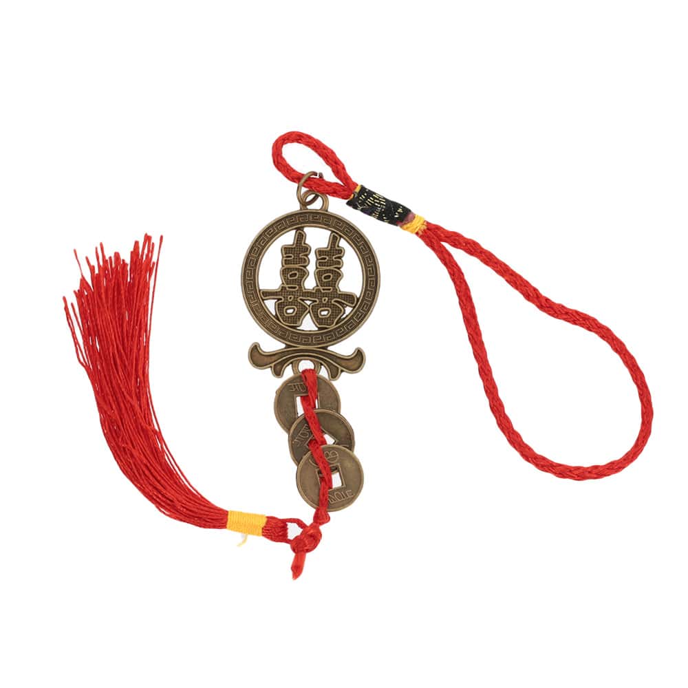 Amuleta cu simbolul dublei fericiri si Monede Chinezesti