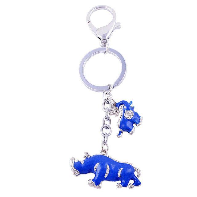 Amuleta cu elefant si rinocer albastri