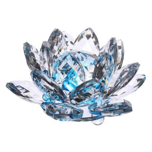 Floare de lotus albastra din cristal, remediu Feng Shui pentru energizare si purificare