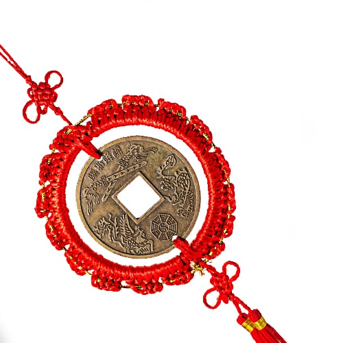 Amuleta Feng Shui Cu Moneda Chinezeasca, Dragon Si Phoenix