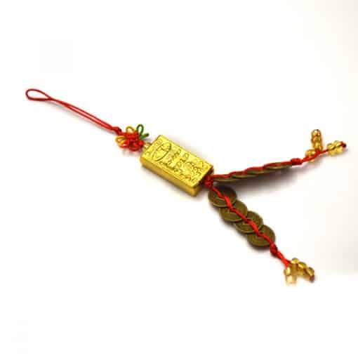 Amuleta cu Lingou de Aur si monede chinezesti, remediu Feng Shui pentru bani, bogatie si prosperitate