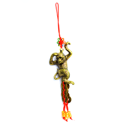 Amuleta de protectie cu maimuta si monede chinezesti, remediu Feng Shui pentru bunastare