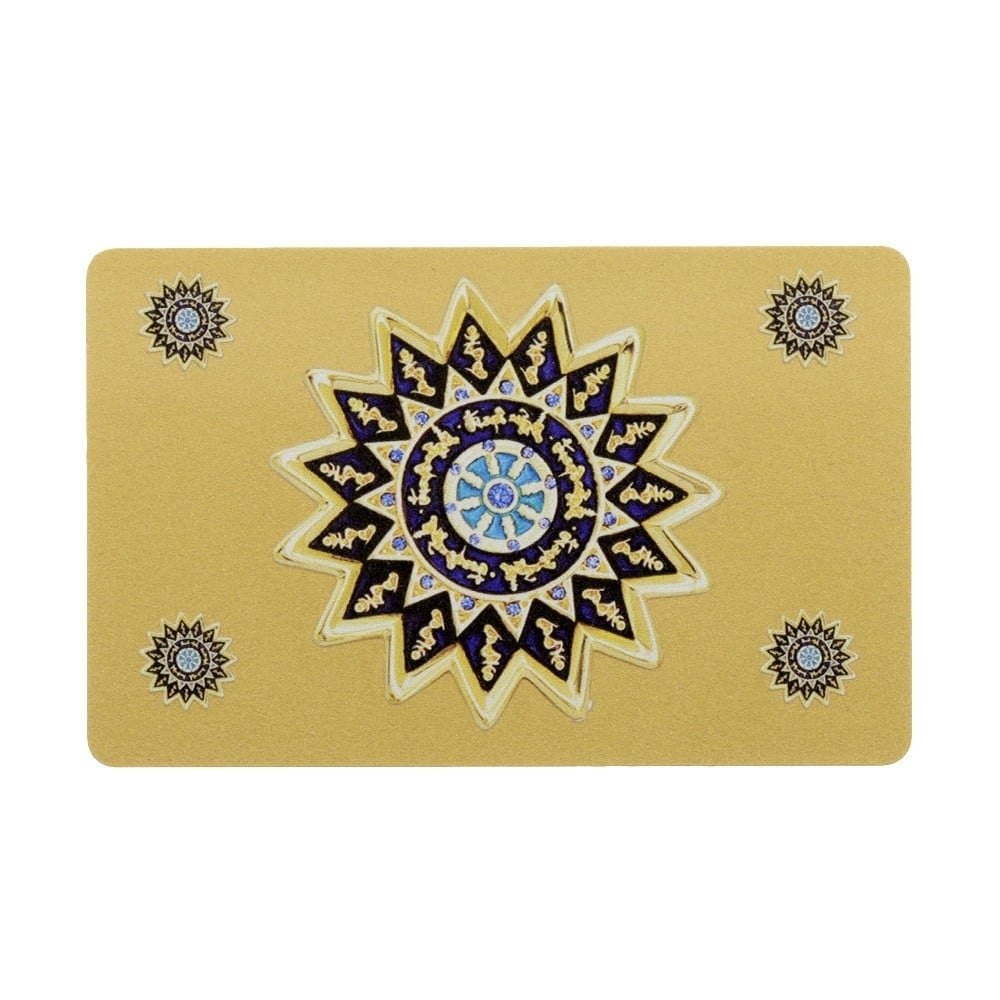Card cu energia yang , placa casei yin (in) impotriva energiei yin, cele 15 silabe hum , roata dharmei