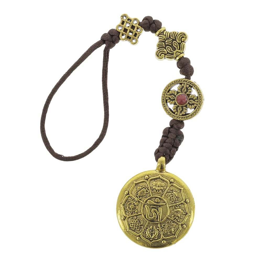 Amuleta Cu Cele 8 Simboluri Tibetane, Dubla Dorje, Foarea De Lotus Si Nodul Mistic