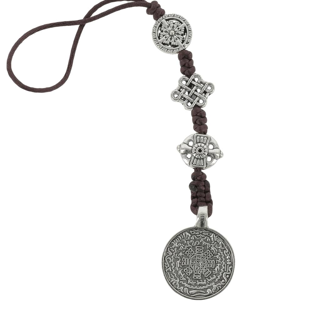 Amuleta cu cele 8 simboluri tibetane, dubla dorje si nodul mistic