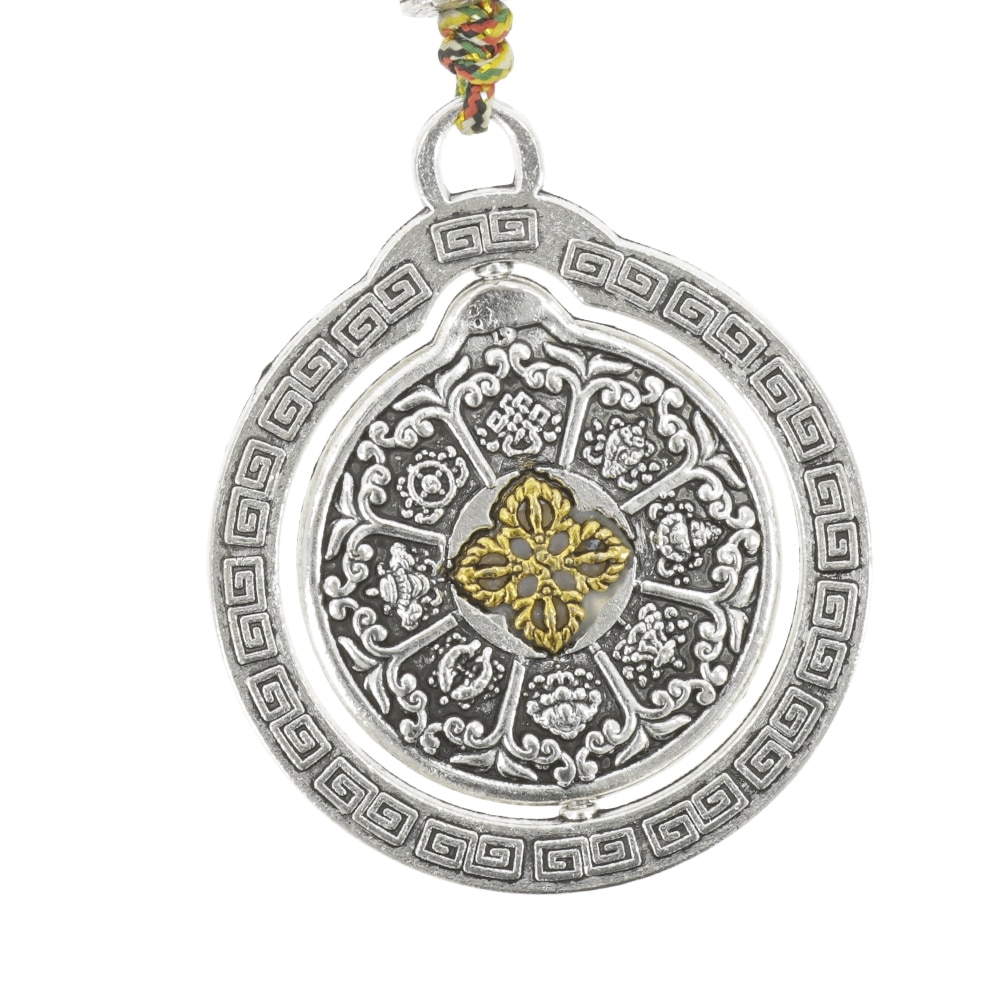 Amuleta - Pandantiv Cu Cele 8 Simboluri Tibetane, Dubla Dorje Si Vasul Prosperitatii