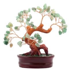 Copac cu aventurin pe suport oval ceramic remediu Feng Shui