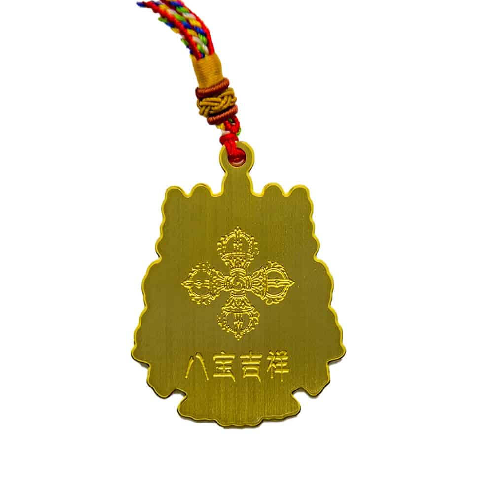 Amuleta cu cele 8 simboluri tibetane si dubla dorje