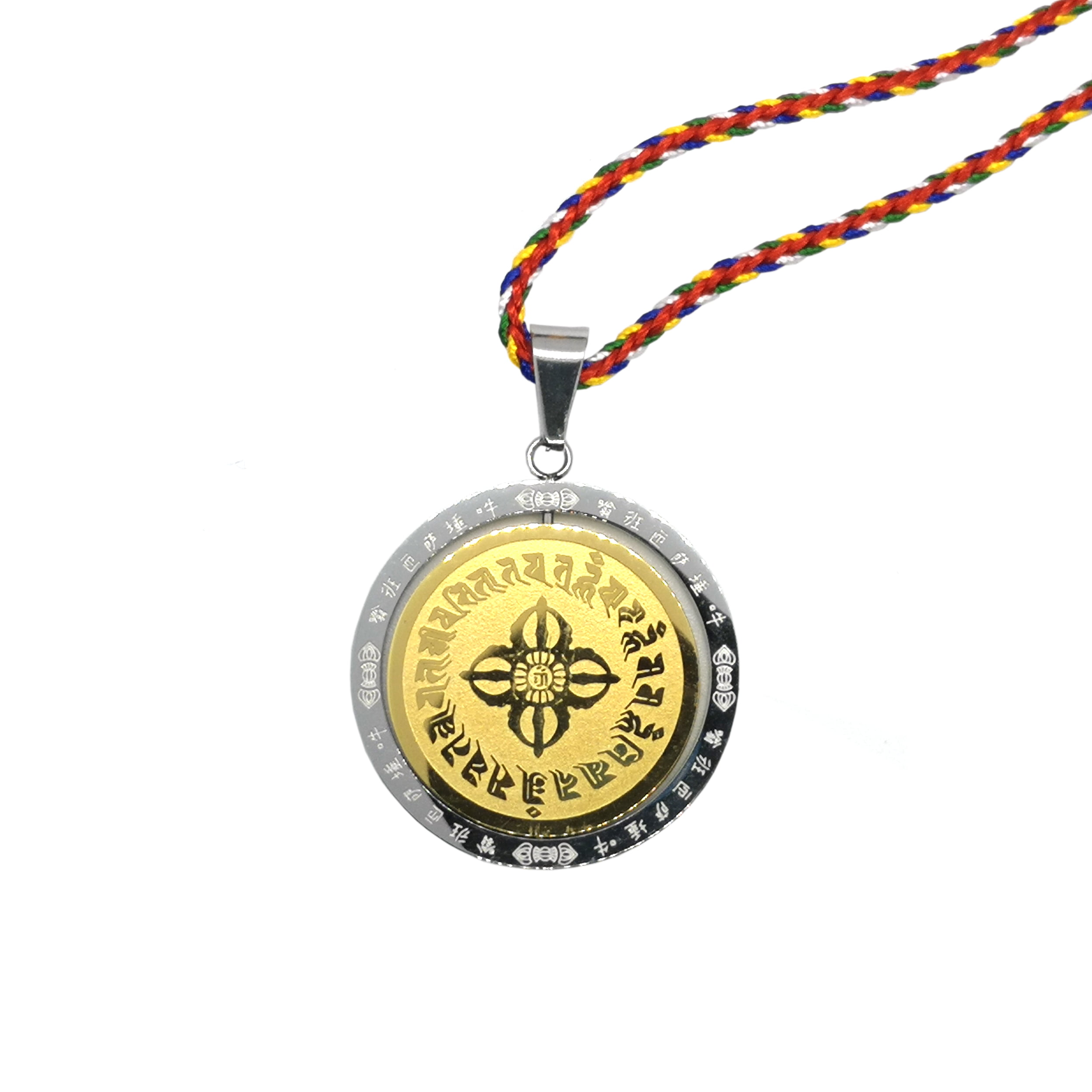 Amuleta Medalion Cu Dubla Dorje Aurie Si Floare De Lotus