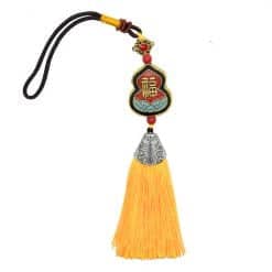 Amuleta Wu Lou (ulu) cu nod mistic si canaf galben (2)