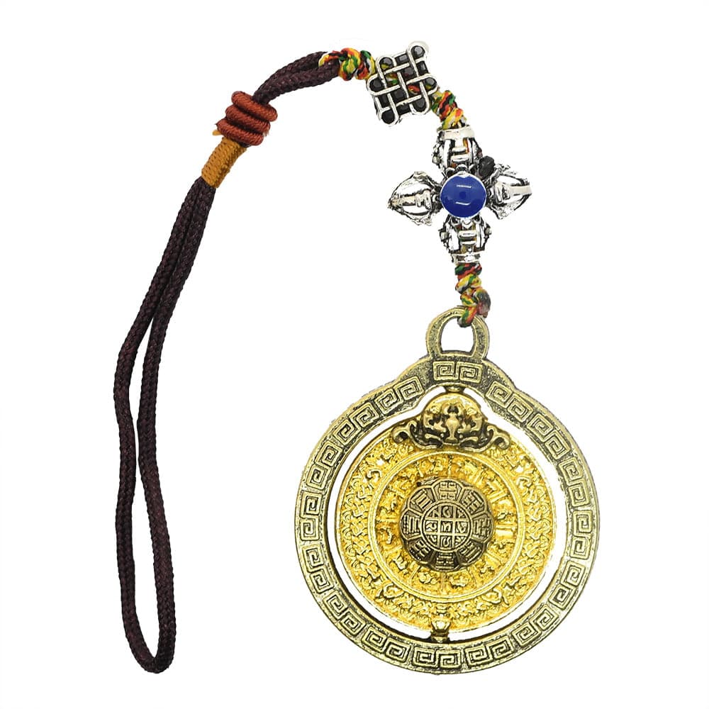 Amuleta Cu Cele 8 Simboluri Tibetane, Dubla Dorje Si Nodul Mistic Auriu