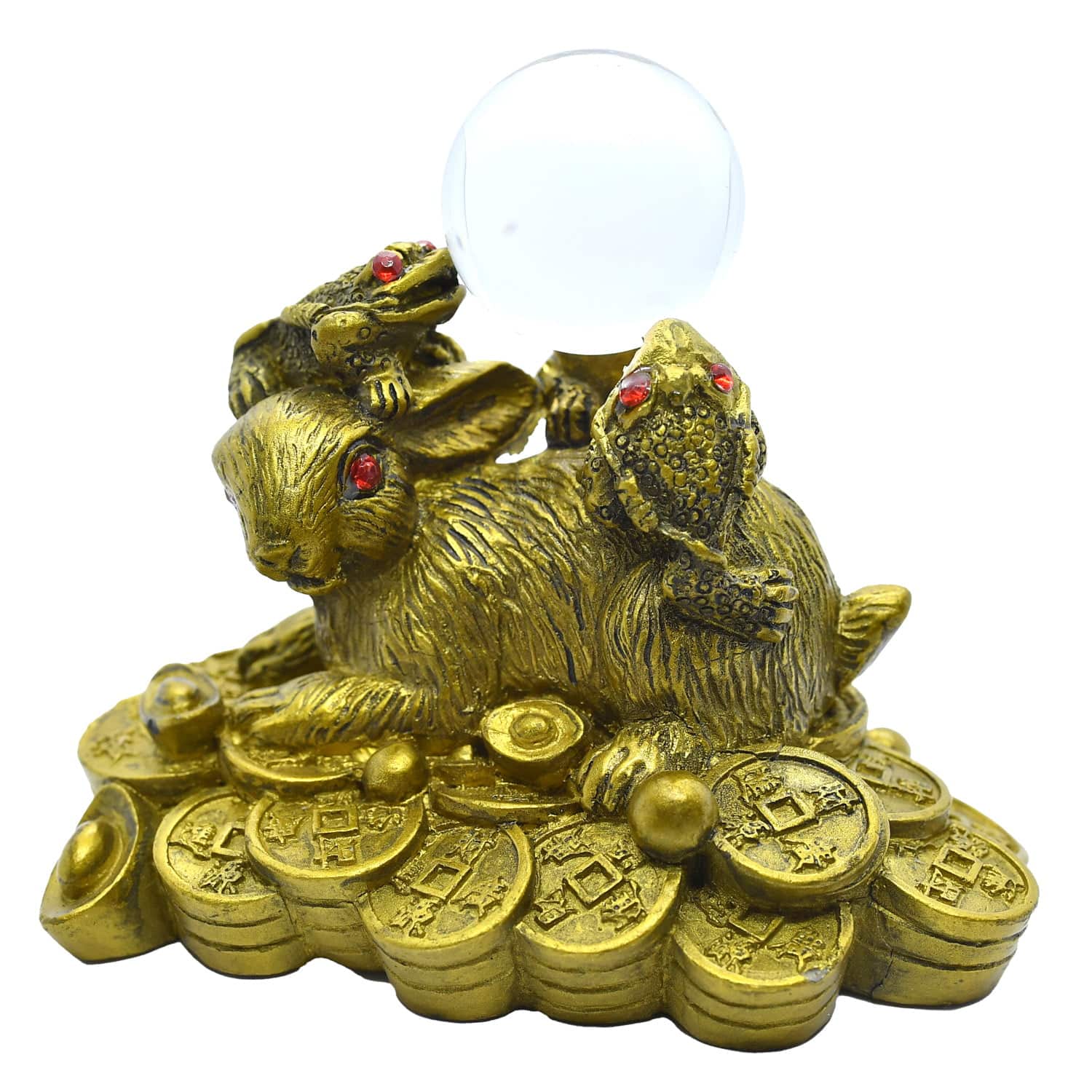 Iepure auriu pe monede cu trei broascute norocoase pe spate – model 1 – 2023