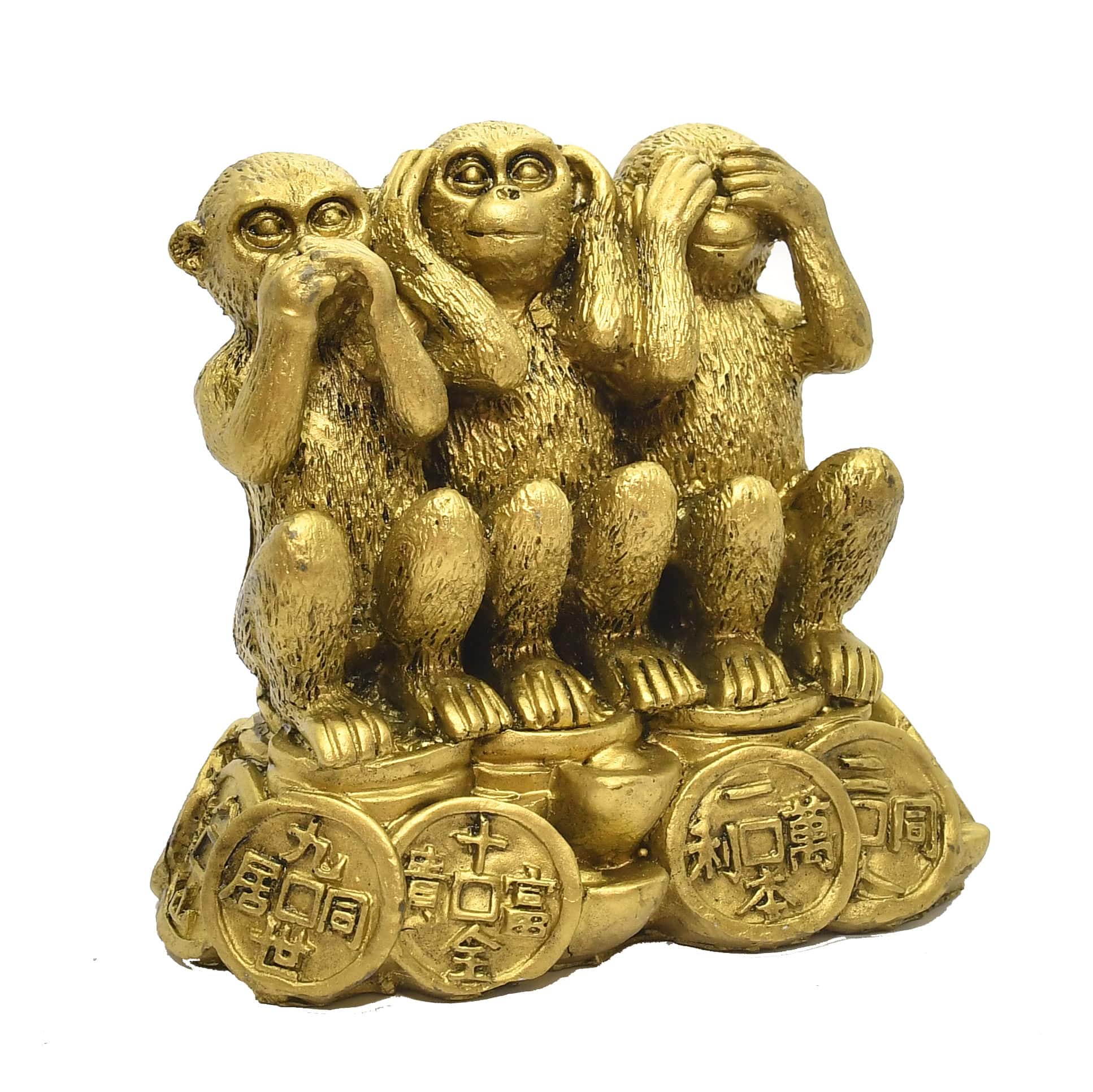 Trei Maimute Sezand Pe Monede Chinezesti Si Pepite
