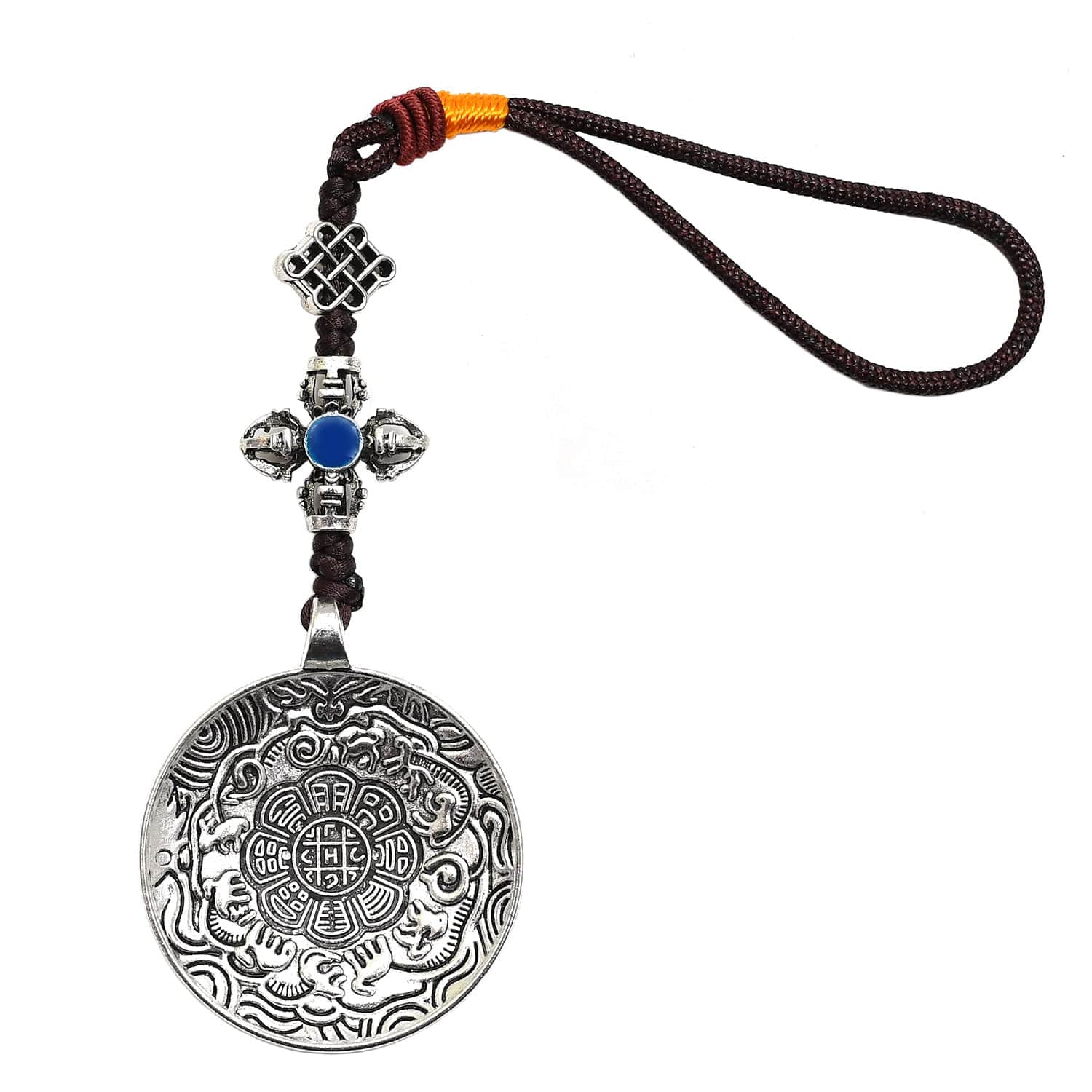 Amuleta cu cele 8 simboluri tibetane, cu cele 12 zodii si silaba de protectie