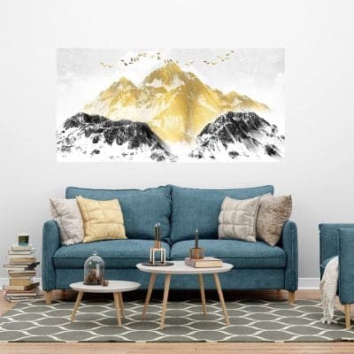 Tablou-pictura-peisaj-munte-iarna-auriu-alb-1834-tablou-camera-hotel