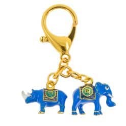 Amuleta cu Rinocer si Elefant albastru