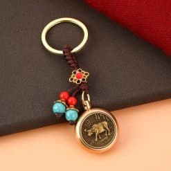 Amuleta cu zodia bivol si moneda chinezeasca